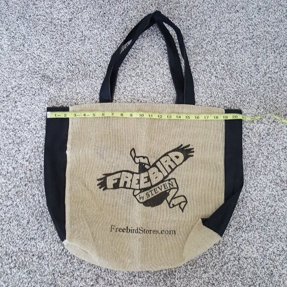 NEW Freebird by Steven Burlap Jute Tote Bag Reusable Shoulder Straps - Picture 3 of 6